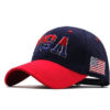 2026 Cross-border Amazon Hat Big Embroidered Cotton American Flag Baseball Cap Classic American USA Embroidered Cap