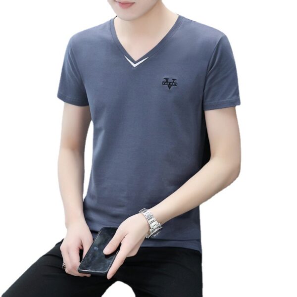 Trendy Men's Shirts V-neck Half-sleeved Slim-fit Casual Men's Short-sleeved T-shirt