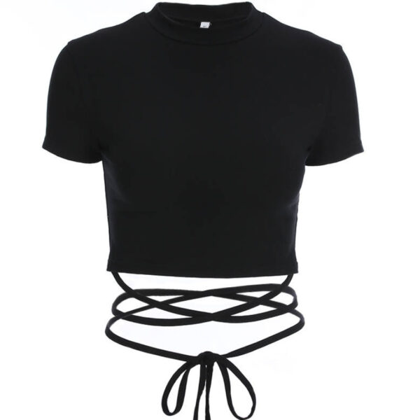 Strap Short-sleeved T-shirt. best summer fashionable t-shirt/Top .