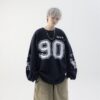 Autumn American Retro Street Tide Pullover T-shirt Printing Loose 90 Ice Hockey Uniform Long-sleeved T-shirt