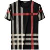 Summer Men's Slim Fit Opapolitan Plaid Embroidery Round Neck Mercerized Cotton Plaid Large Size Short Sleeve T-Shirt Men