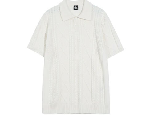 MYQ Texture Knitted Polo Shirt Short T Men's Summer Loose Leck T-Shirt Korean Fashionable Short Sleeve Sweater
