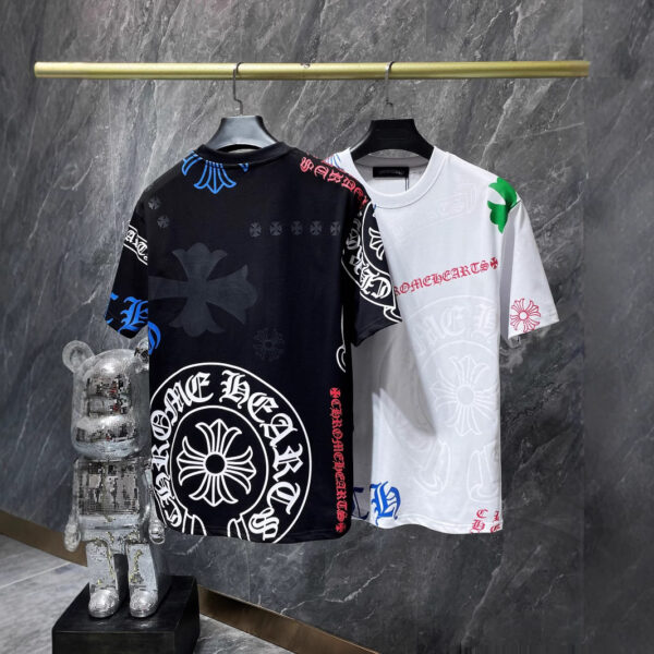 Cross-Border 2026 Summer New Style Ch Crow Horseshoe Print Cross Sanskrit Printed Short-Sleeved T-Shirt For Men And Women