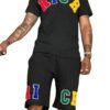 Basketball Printed T-shirt Shorts Men's New Loose Casual T-shirt Set