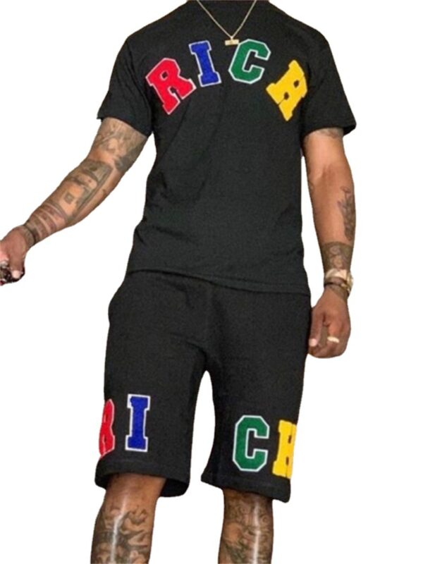 Basketball Printed T-shirt Shorts Men's New Loose Casual T-shirt Set