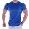 Muscle Boy Cotton Elastic Short-sleeved Men's Summer Solid Color Sports T-shirt Fitness Sweat-absorbing Round Neck T-shirt