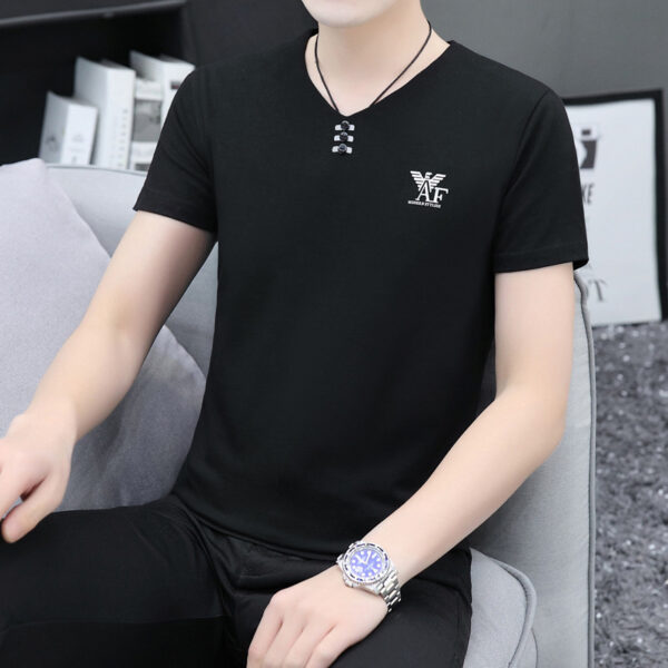 Trendy Men's Shirts V-neck Half-sleeved Slim-fit Casual Men's Short-sleeved T-shirt