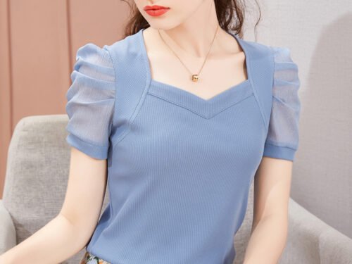 Clothes Women's T-shirt Women's 2026 New Summer Short-sleeved T-shirt French Palace Style Puff Sleeve Top Women's Autumn