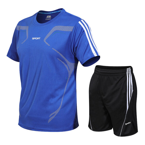 Quick-drying Men's Running Suit Short-sleeved Shorts Round Neck T-shirt Breathable Loose Fitness Large Size Outdoor Sports Suit