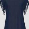 round neck short sleeve tassel T-shirt