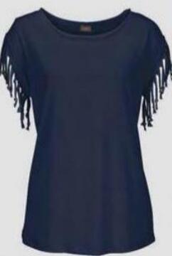 round neck short sleeve tassel T-shirt