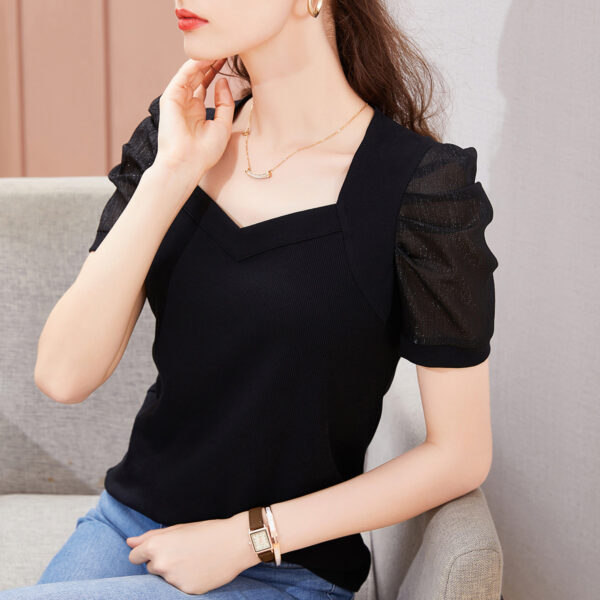 Clothes Women's T-shirt Women's 2026 New Summer Short-sleeved T-shirt French Palace Style Puff Sleeve Top Women's Autumn