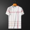 Summer Men's Slim Fit Opapolitan Plaid Embroidery Round Neck Mercerized Cotton Plaid Large Size Short Sleeve T-Shirt Men