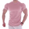 Muscle Boy Cotton Elastic Short-sleeved Men's Summer Solid Color Sports T-shirt Fitness Sweat-absorbing Round Neck T-shirt
