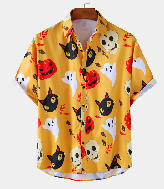 Men Vintage Shirt Summer Hawaiian Short Sleeve Shirt Oversiz