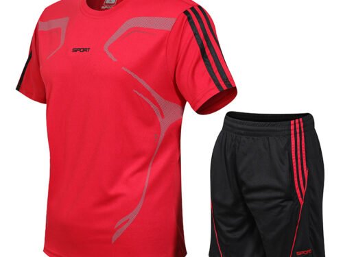 Quick-drying Men's Running Suit Short-sleeved Shorts Round Neck T-shirt Breathable Loose Fitness Large Size Outdoor Sports Suit