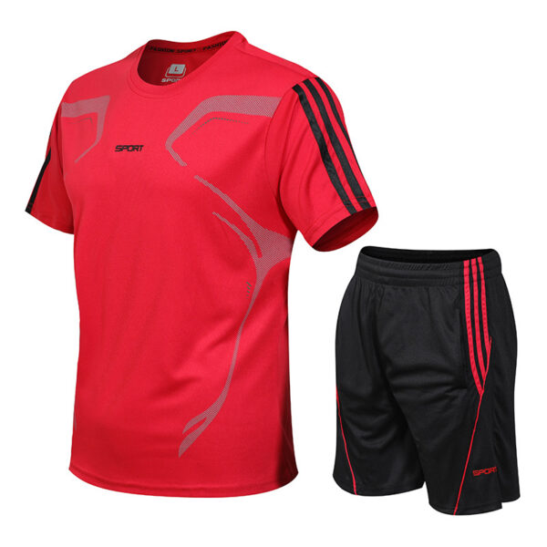 Quick-drying Men's Running Suit Short-sleeved Shorts Round Neck T-shirt Breathable Loose Fitness Large Size Outdoor Sports Suit