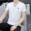 Trendy Men's Shirts V-neck Half-sleeved Slim-fit Casual Men's Short-sleeved T-shirt