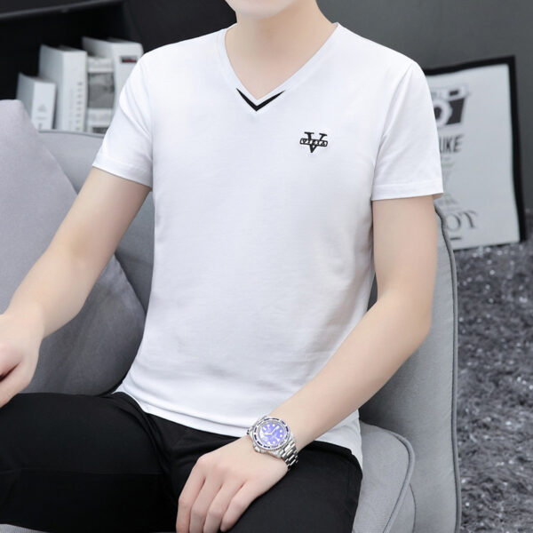 Trendy Men's Shirts V-neck Half-sleeved Slim-fit Casual Men's Short-sleeved T-shirt