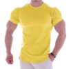 Muscle Boy Cotton Elastic Short-sleeved Men's Summer Solid Color Sports T-shirt Fitness Sweat-absorbing Round Neck T-shirt