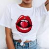 Red Mouth Lip Kiss T Shirt