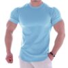 Muscle Boy Cotton Elastic Short-sleeved Men's Summer Solid Color Sports T-shirt Fitness Sweat-absorbing Round Neck T-shirt
