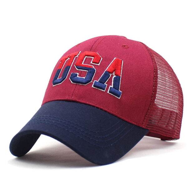 2026 Cross-border Amazon Hat Big Embroidered Cotton American Flag Baseball Cap Classic American USA Embroidered Cap