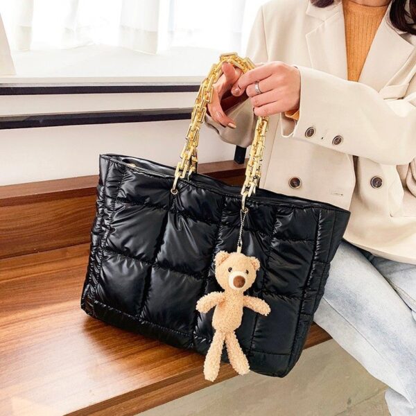 Thick Chain Tote Bags for Women Leather Big Shoulder Bag Ladies Large Capacity Shopper Purse Luxury Handbag