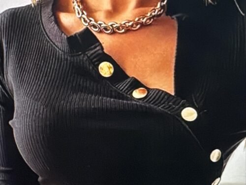 Women's Clothing Metal Buckle Decorative T-shirt