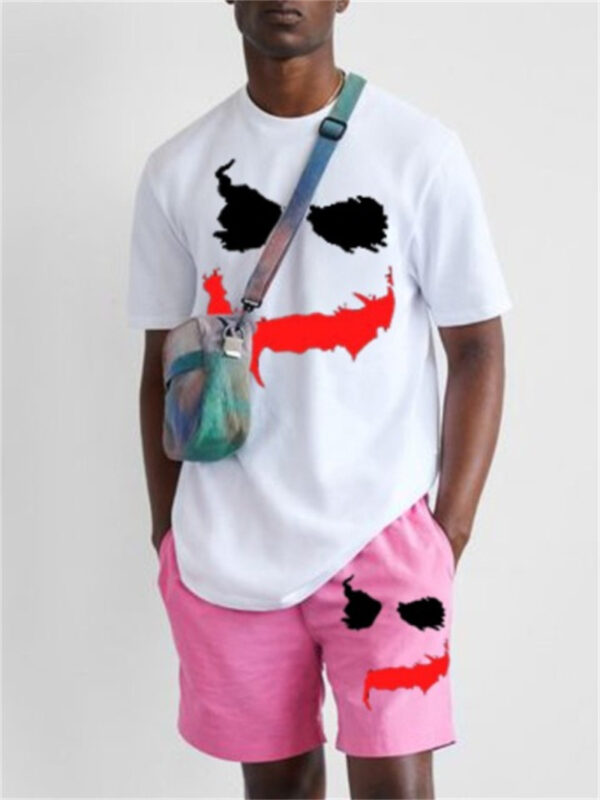 Basketball Printed T-shirt Shorts Men's New Loose Casual T-shirt Set