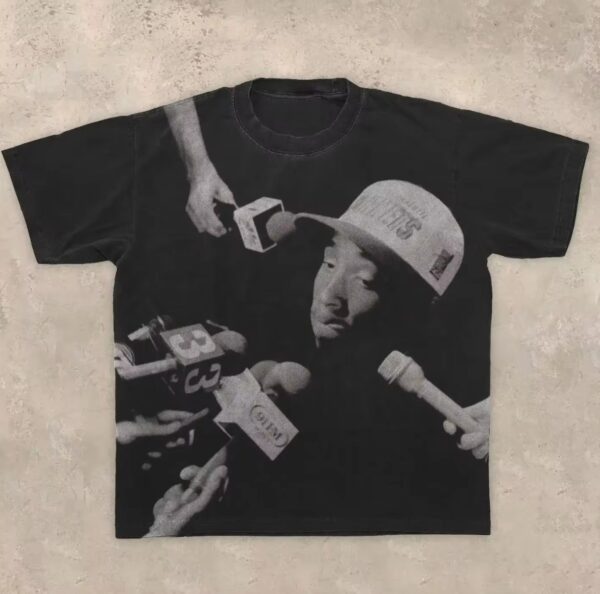American Hip-Hop Character Print T-Shirt Casual Fashion Oversized T-Shirt Harajuku Gothic Retro Men's T-Shirt