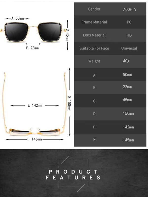 New Indian Sunglasses Square Glasses Retro Thick Edge Metal Trendy Men's Sunglasses