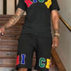 Basketball Printed T-shirt Shorts Men's New Loose Casual T-shirt Set