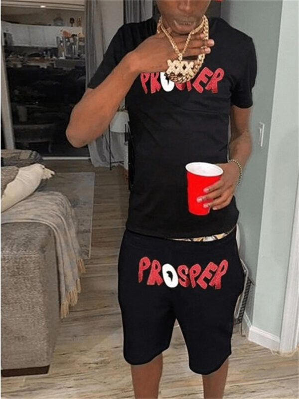 Basketball Printed T-shirt Shorts Men's New Loose Casual T-shirt Set