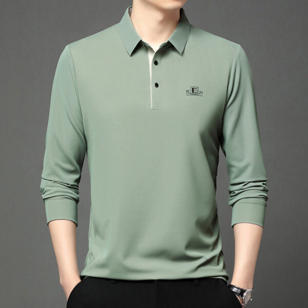 Long Sleeve T-shirt Lapel Polo Shirt Young And Middle-aged Men's Simple Thin Casual Bottoming Shirt T-shirt