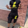 Basketball Printed T-shirt Shorts Men's New Loose Casual T-shirt Set