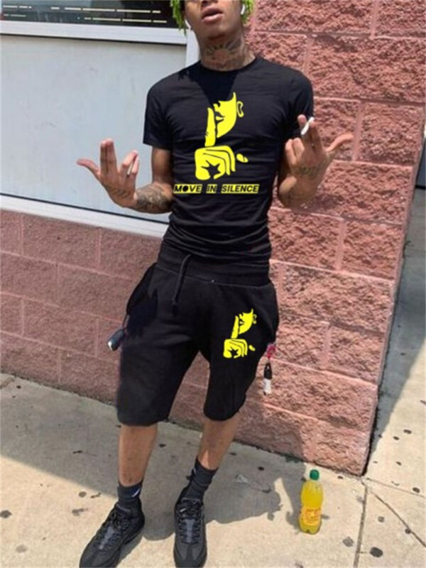 Basketball Printed T-shirt Shorts Men's New Loose Casual T-shirt Set