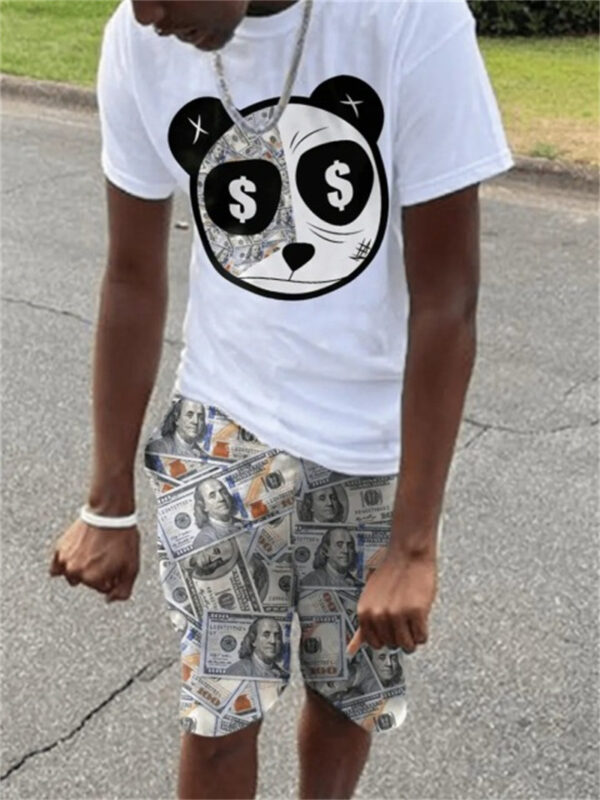 Basketball Printed T-shirt Shorts Men's New Loose Casual T-shirt Set
