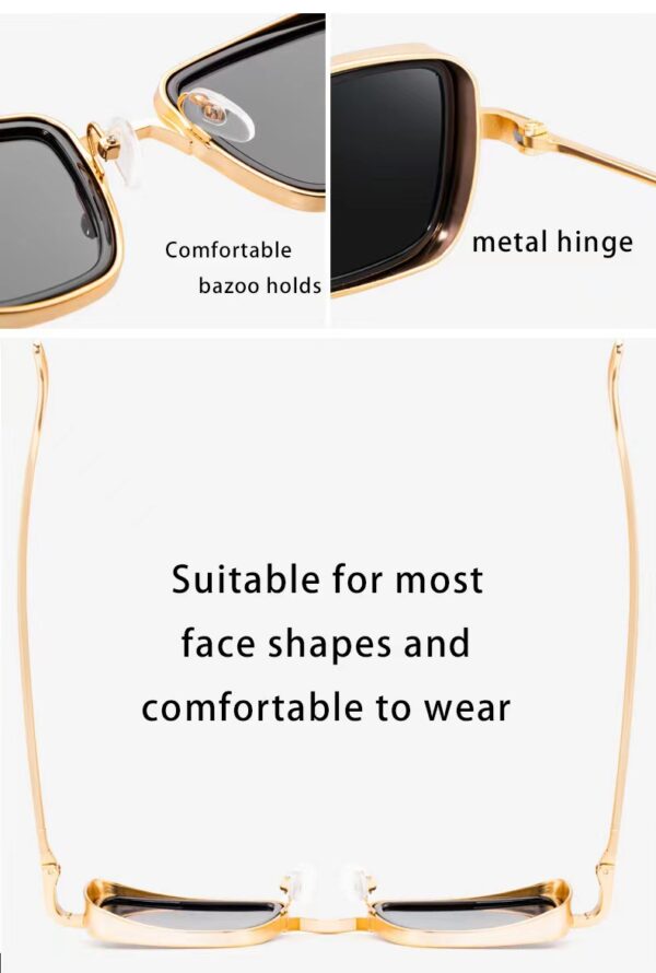 New Indian Sunglasses Square Glasses Retro Thick Edge Metal Trendy Men's Sunglasses