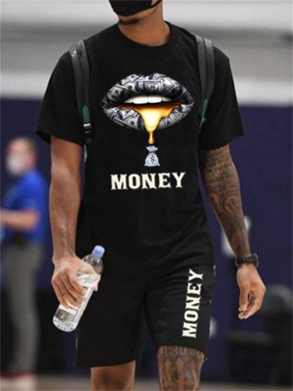 Basketball Printed T-shirt Shorts Men's New Loose Casual T-shirt Set