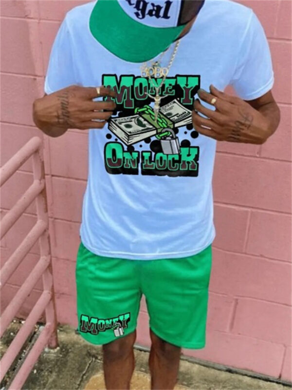 Basketball Printed T-shirt Shorts Men's New Loose Casual T-shirt Set