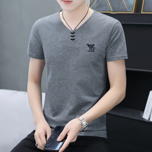 Trendy Men's Shirts V-neck Half-sleeved Slim-fit Casual Men's Short-sleeved T-shirt