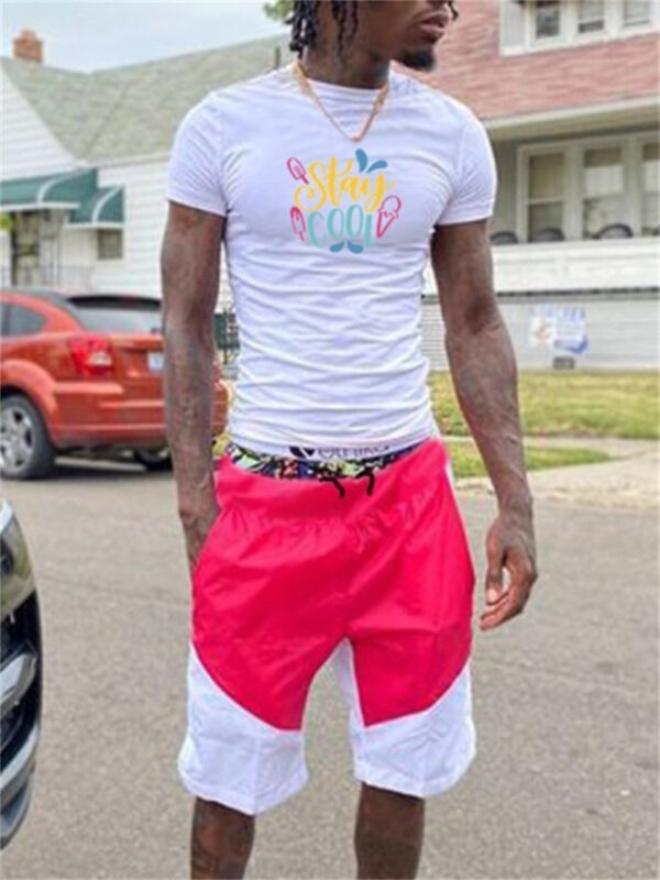 Basketball Printed T-shirt Shorts Men's New Loose Casual T-shirt Set