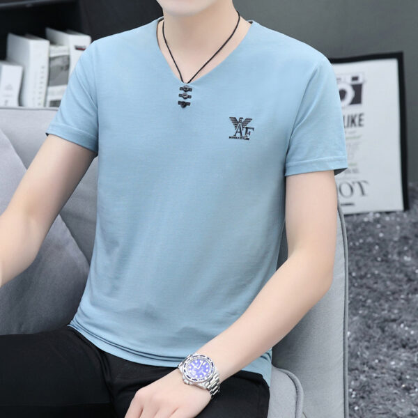 Trendy Men's Shirts V-neck Half-sleeved Slim-fit Casual Men's Short-sleeved T-shirt