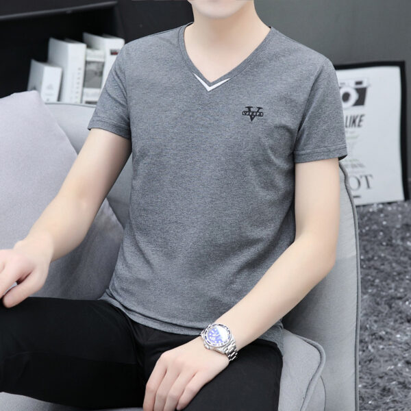 Trendy Men's Shirts V-neck Half-sleeved Slim-fit Casual Men's Short-sleeved T-shirt
