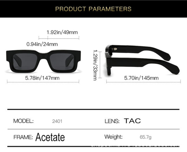 Acetate Sunglasses Cross-Border 2401 Retro Trendyy Polarized Sunglasses For Men & Women  Fashionable Sunglasses
