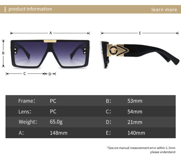 Europe And The United States Fashion Big Frame Sunglasses Old Man's Head Men's And Women's Sunglasses Rimless One-piece Sunglasses Men's Cross-border Wholesale