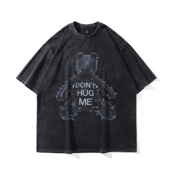 Doberman Printed Washing Water Vintage Vintage High Street Trendy Brand Loose Round Neck Short Sleeve T-shirt For Men And Women Street