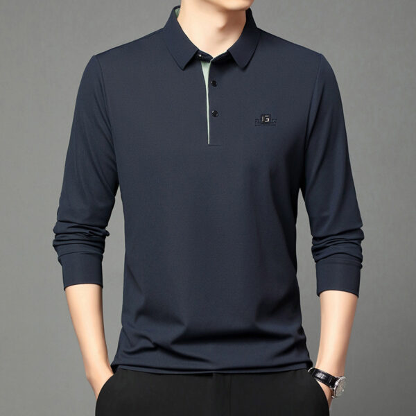 Long Sleeve T-shirt Lapel Polo Shirt Young And Middle-aged Men's Simple Thin Casual Bottoming Shirt T-shirt