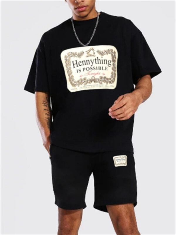 Basketball Printed T-shirt Shorts Men's New Loose Casual T-shirt Set